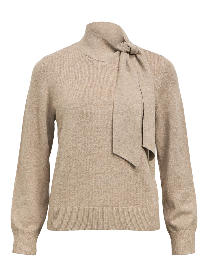OBJECT - Thess Bow Knit Pullover - Taupe