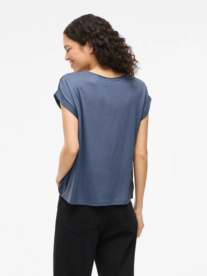 ELLETTE - Satin T-shirt - Vintage Indigo