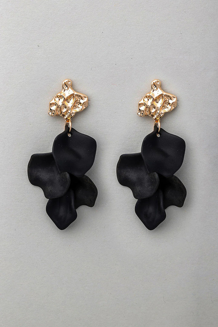 BOW 19 - Hammered Leaf earring - Black/Gold