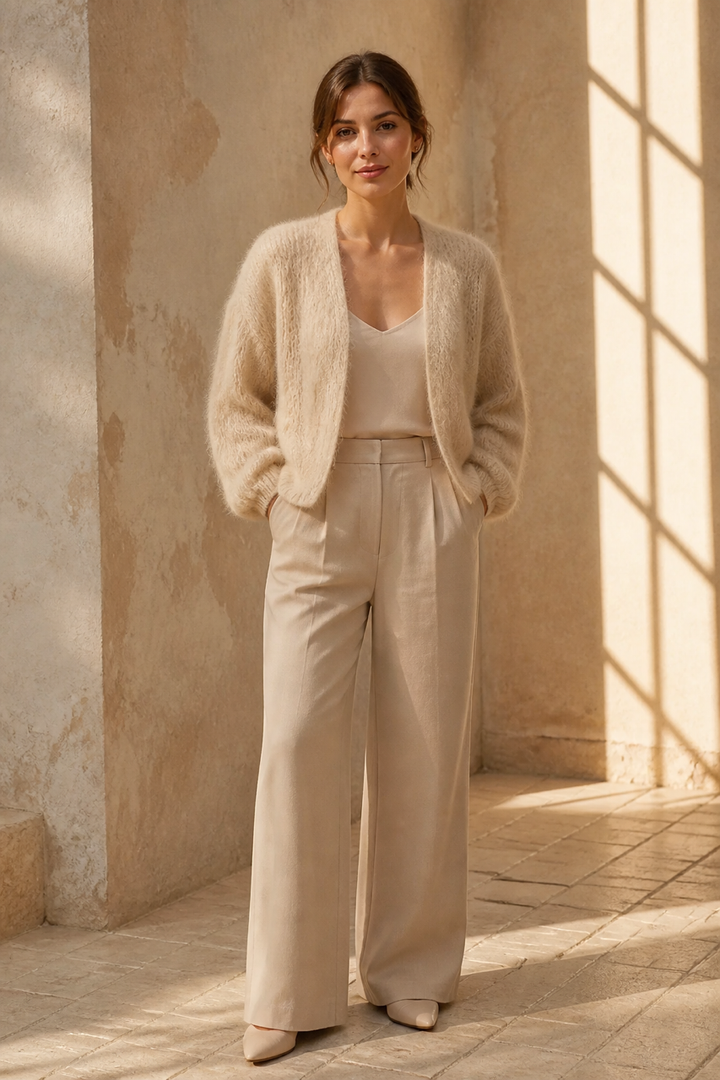 Honey & Haze - Chloé Kid Mohair Cardigan - Beige