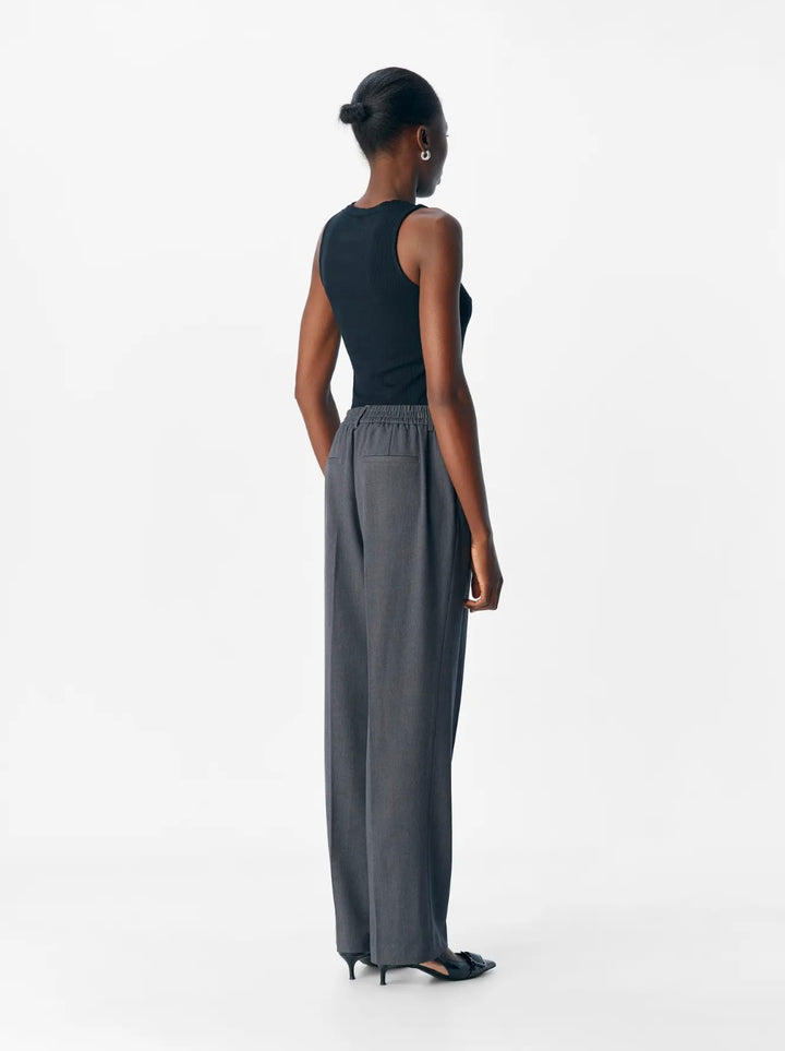 LISA - Straight Suit Pants - Medium Grey Melange