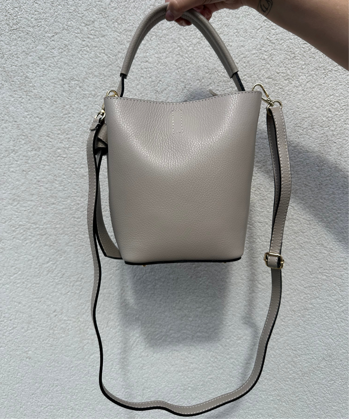 LILLY - Bucket bag i läder - Beige