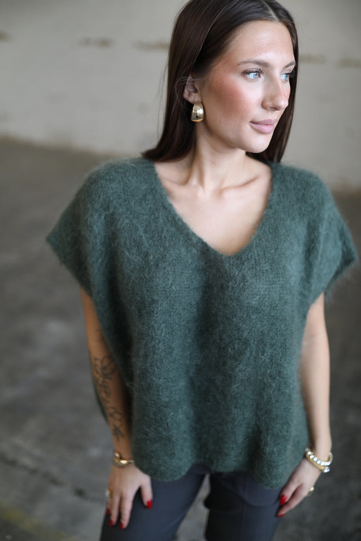 POLLY - Fluffy Mohair Sweater - Army