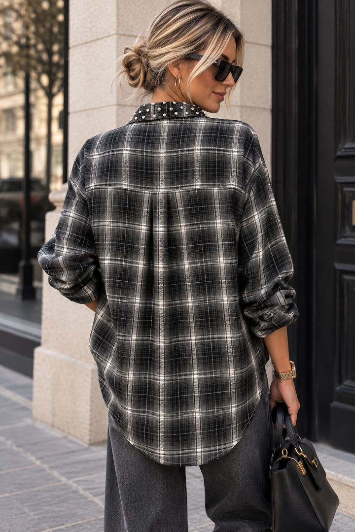 Spark - Check Shirt w sparkels - Black