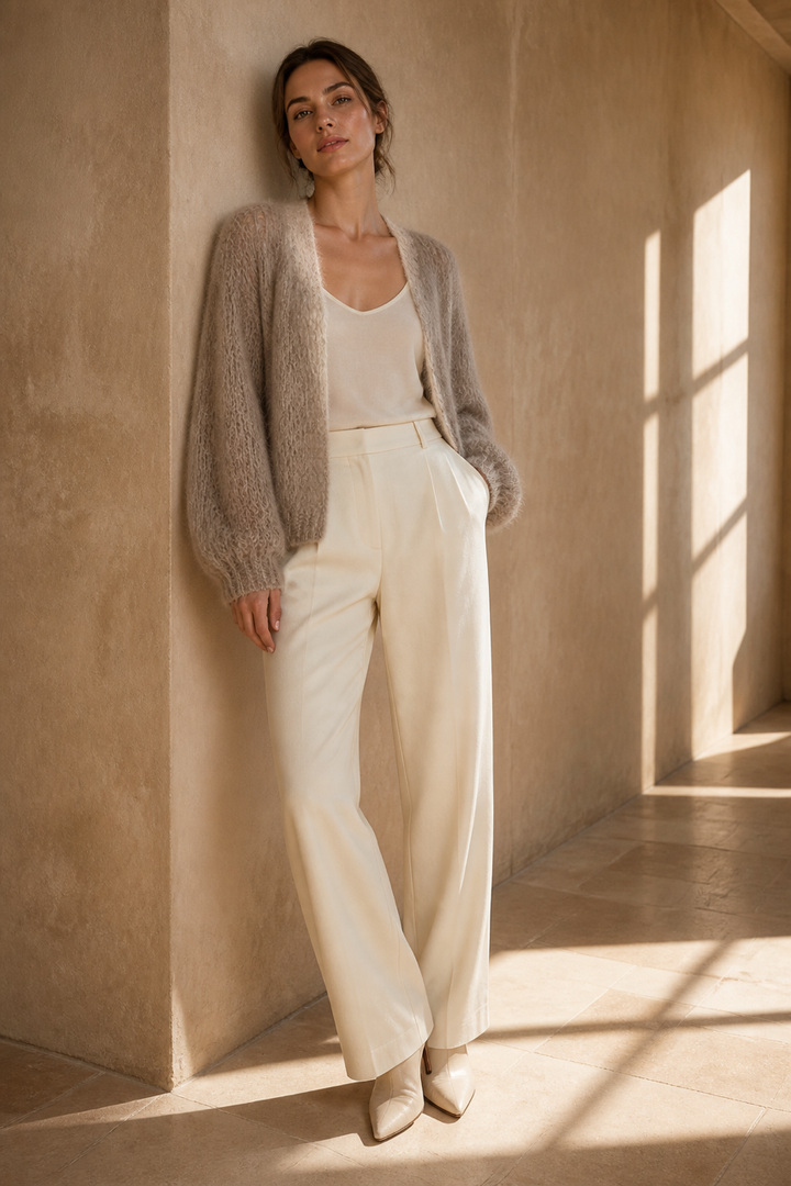 Honey & Haze - Chloé Kid Mohair Cardigan - Taupe