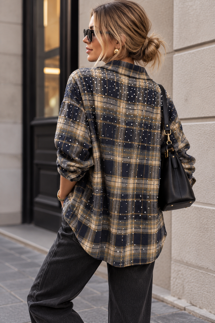 Bling - Check Shirt w Bling - Navy