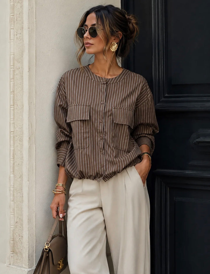 SAGA - Striped Shirt - Brown