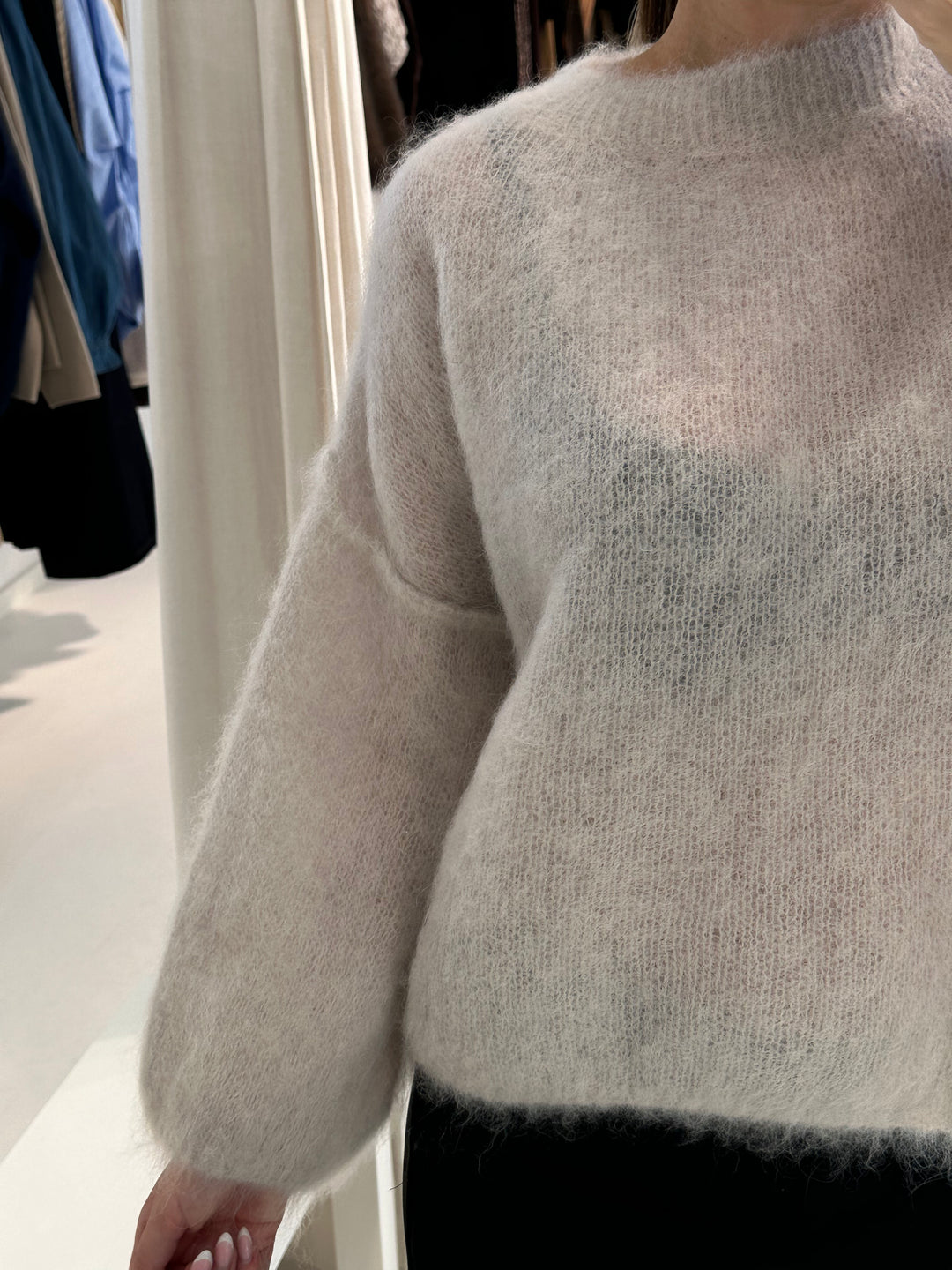 HARVEY - Fluffy Mohair Sweater - Ivory