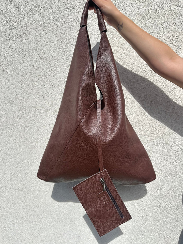 SALLY - Sack bag i läder - Brun