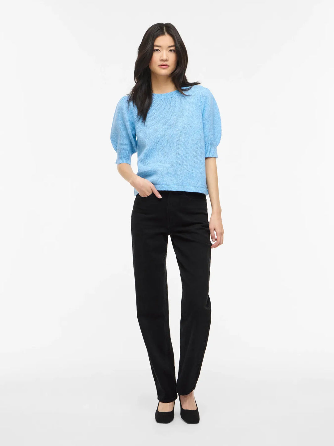 BIBBI - Short Knit Tee - Blue Melange