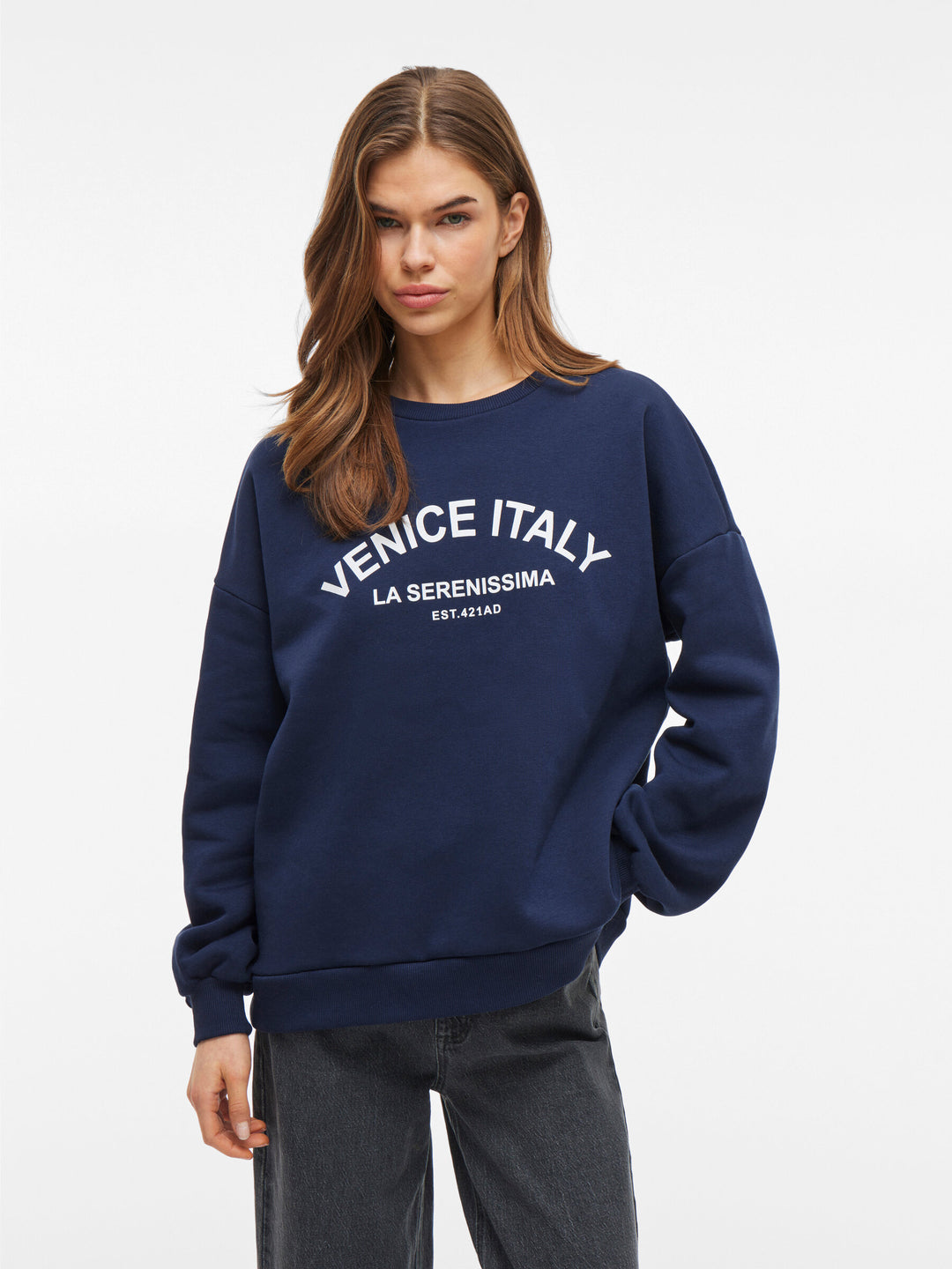 MINNA - Loose Sweatshirt - Navy