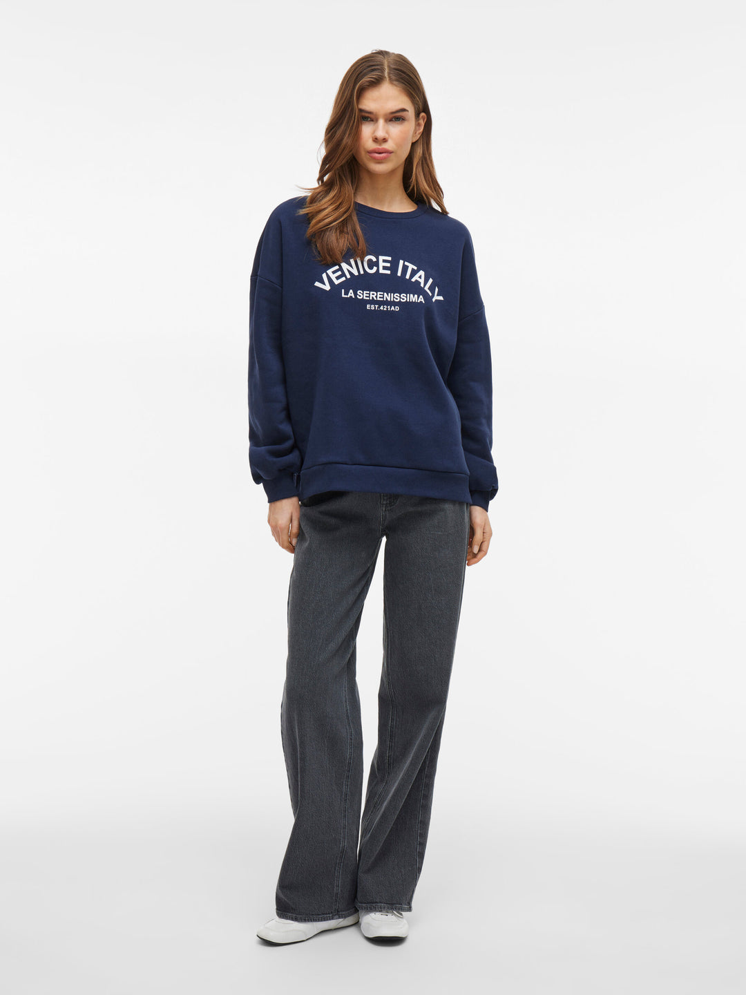 MINNA - Loose Sweatshirt - Navy