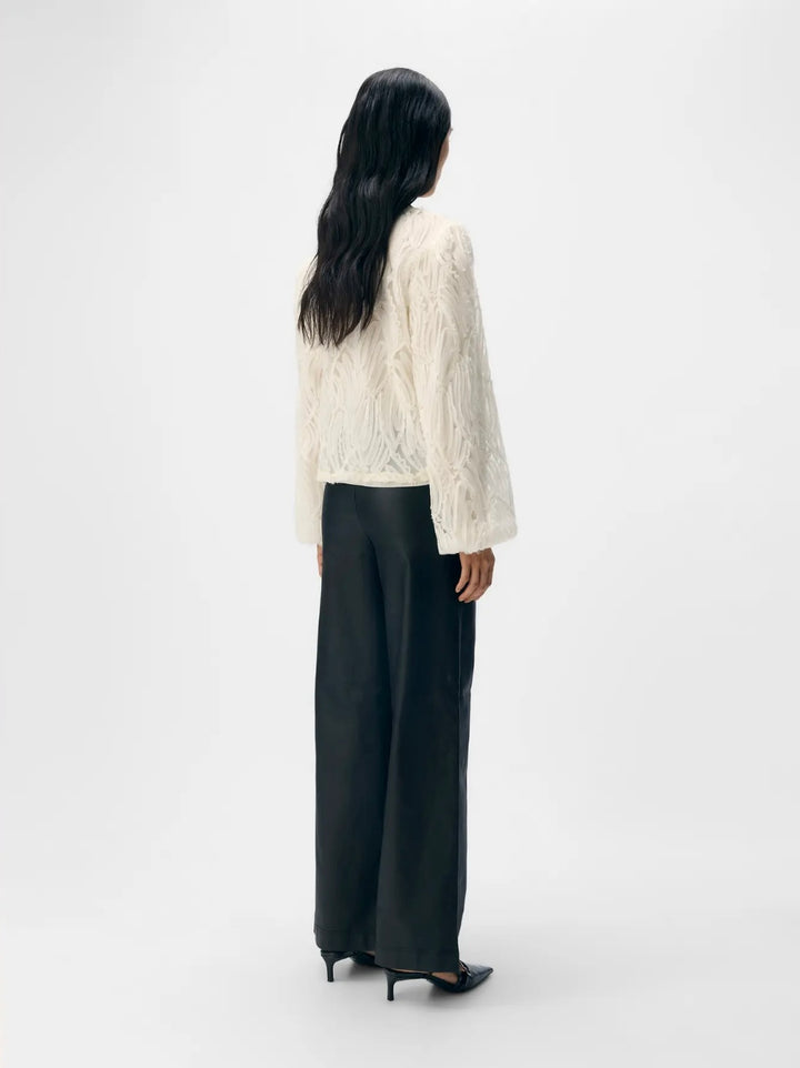 LISA - Wide Coated Pants - Black