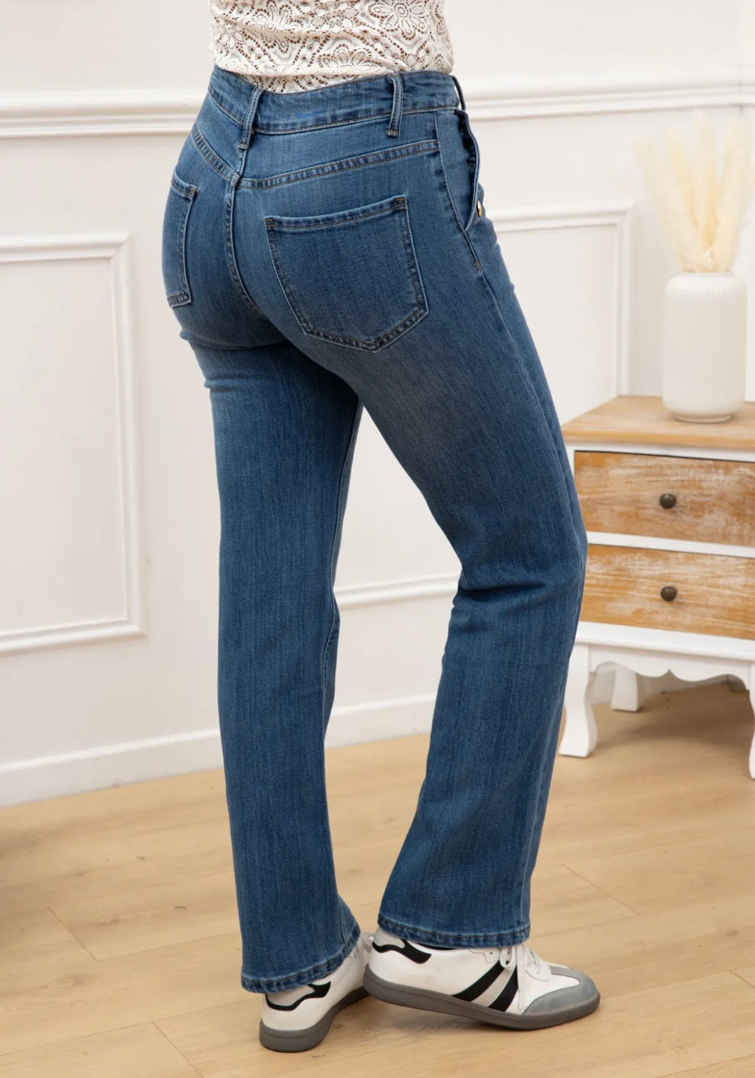 MIRANDA - FY10846 - Jeans med guldknappar - Blue