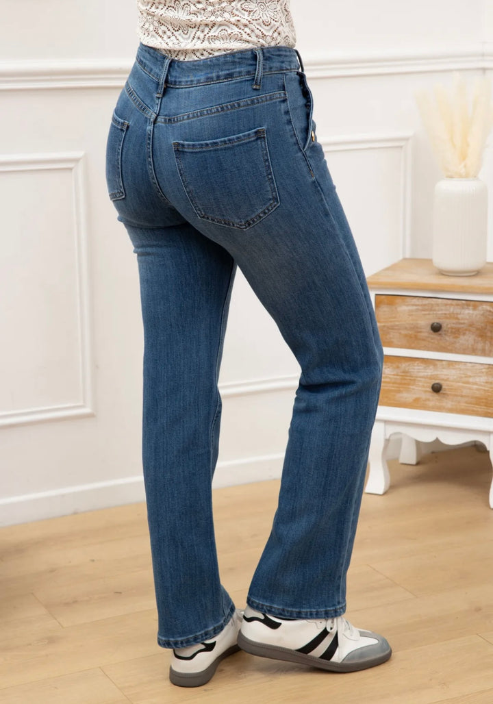 MIRANDA - FY10846 - Jeans med guldknappar - Blue