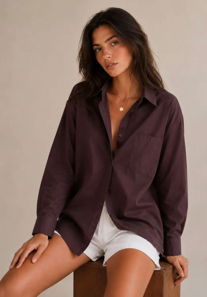 AMY - Oversized Shirt - Dark Aubergine