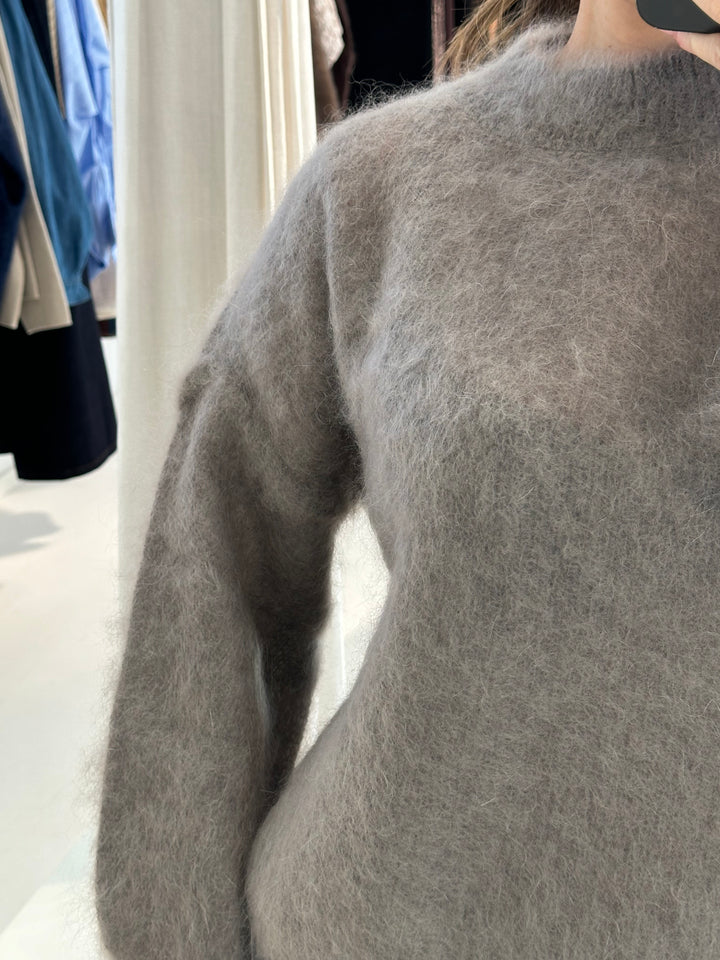 HARVEY - Fluffy Mohair Sweater - Taupe