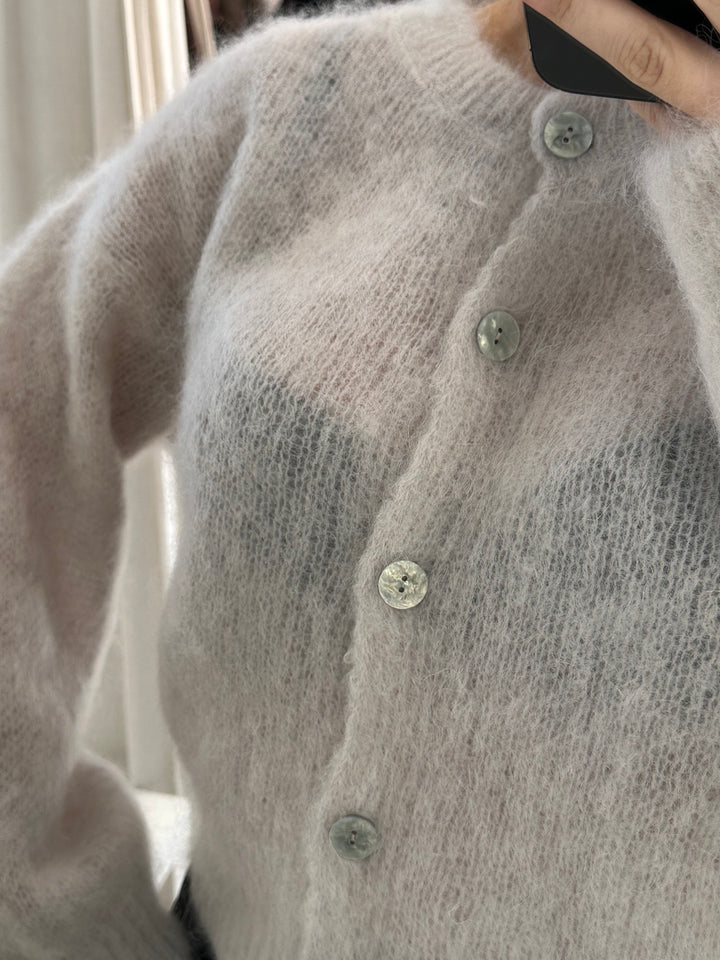 AMY - Fluffy Mohair Cardigan - Ivory