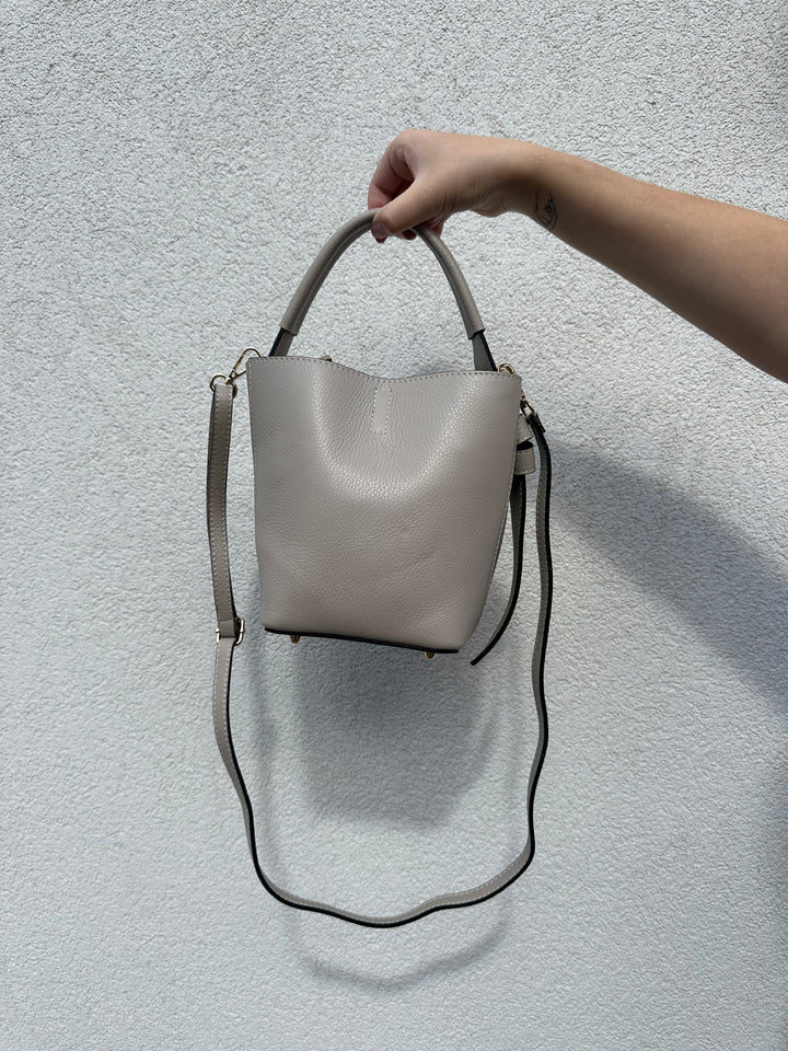 LILLY - Bucket bag i läder - Beige