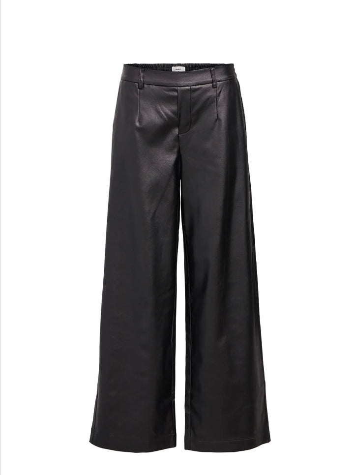 LISA - Wide Coated Pants - Black