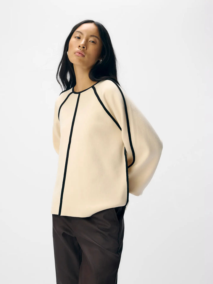 REYNARD - Contrast Pullover - Sandshell/Black