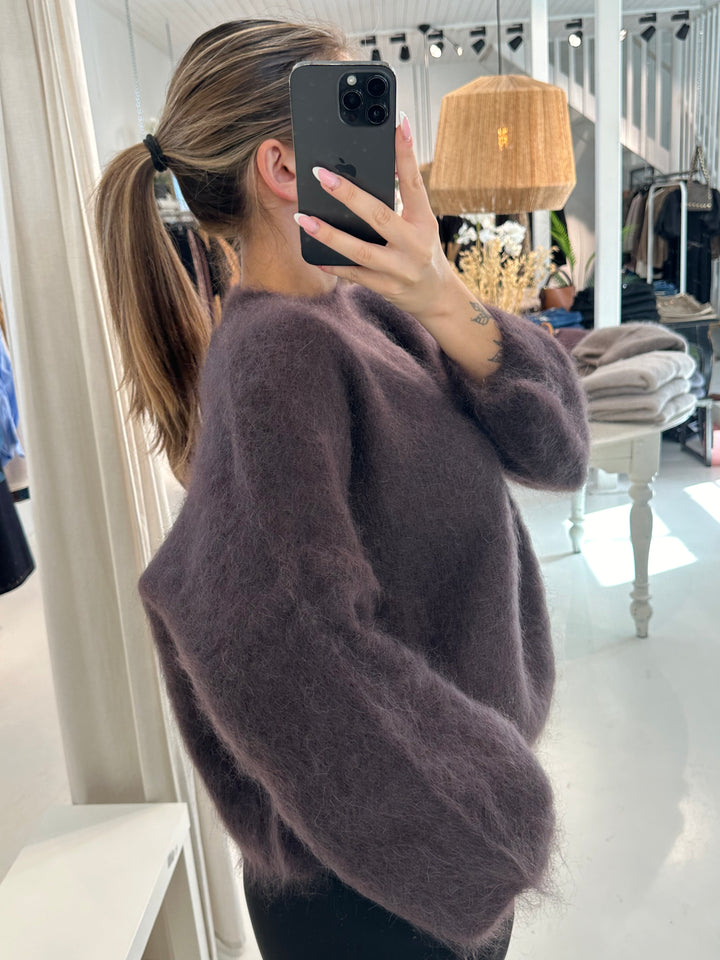 HARVEY - Fluffy Mohair Sweater - Dark Brown