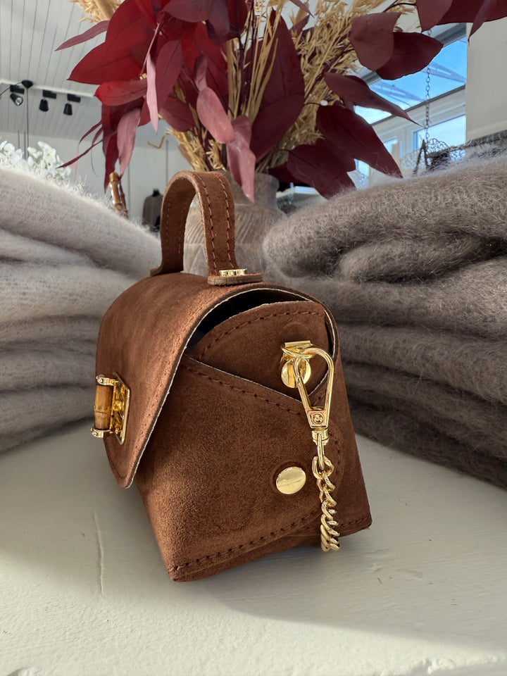 MINI ARWEN - Liten mocka väska med bambu lås - Brown