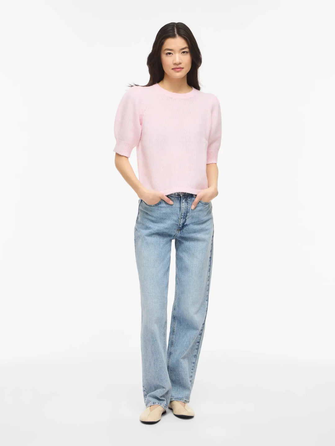 BIBBI - Short Knit Tee - Pink Melange