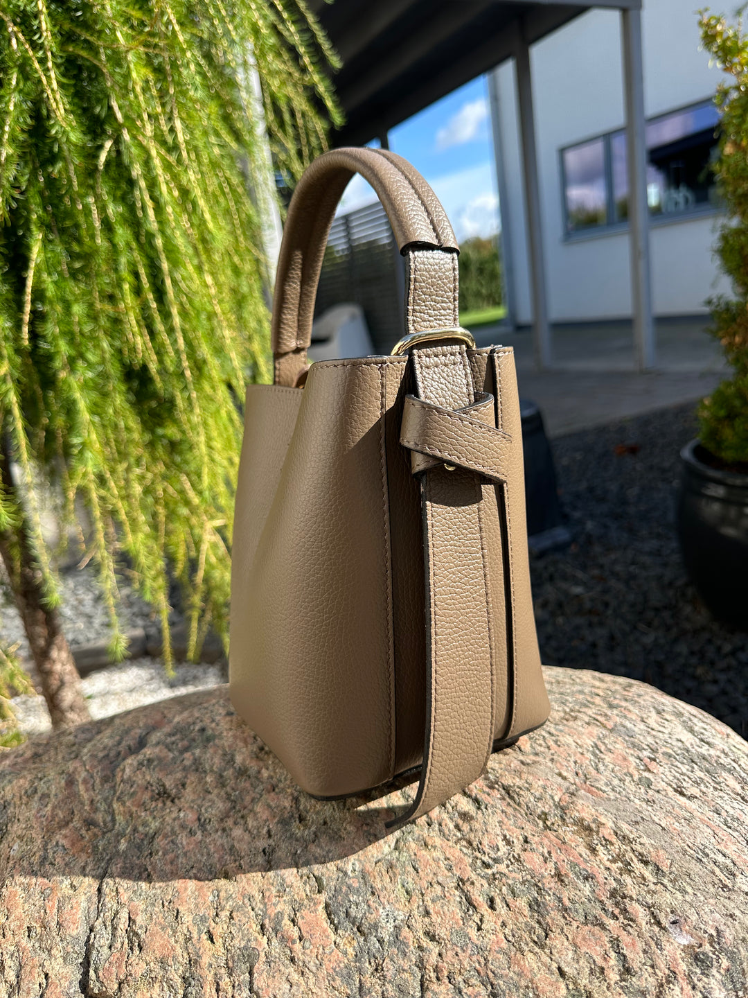 LILLY - Bucket bag i Skinn - Taupe