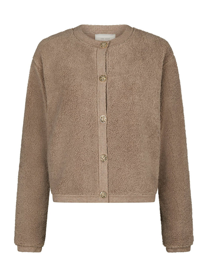 Neo Noir - Limo Fluffy Knit Cardigan - Dark Sand