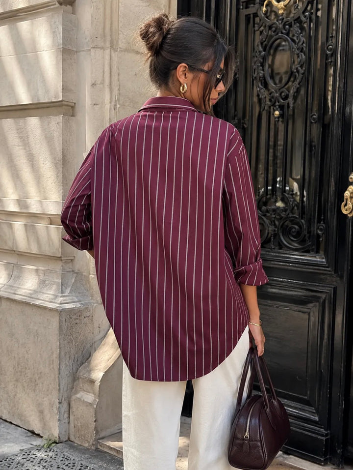 CHERI - Striped Shirt - Bordeaux
