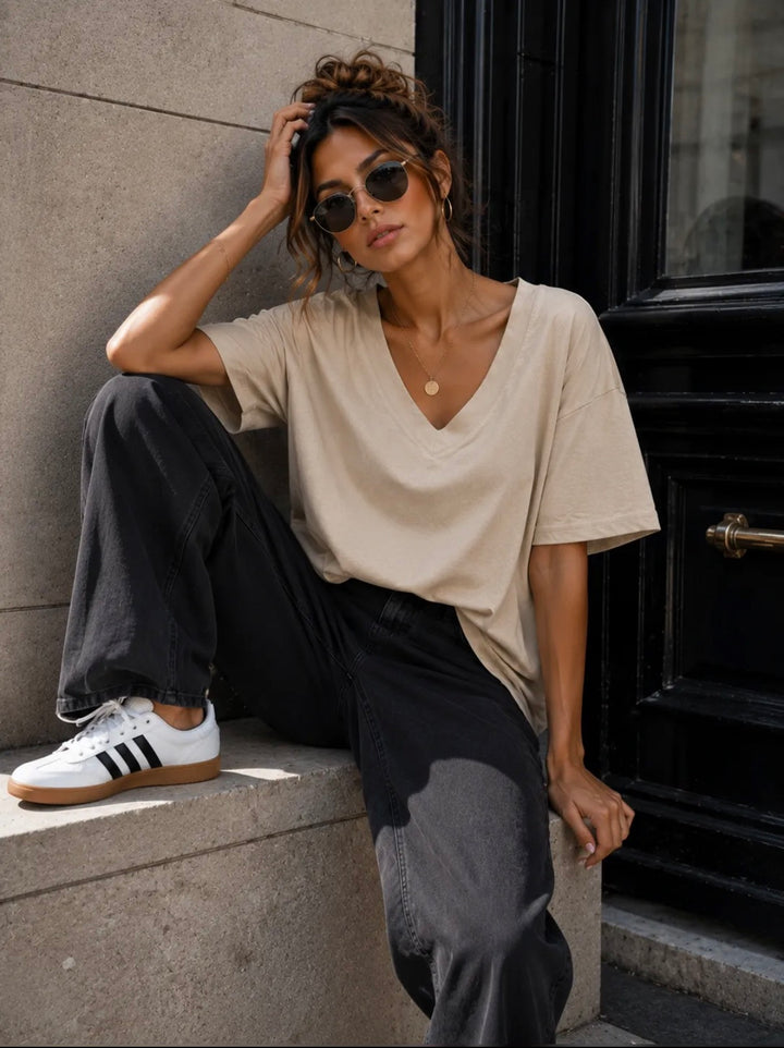 MELISSA - T-Shirt V Neck - Beige