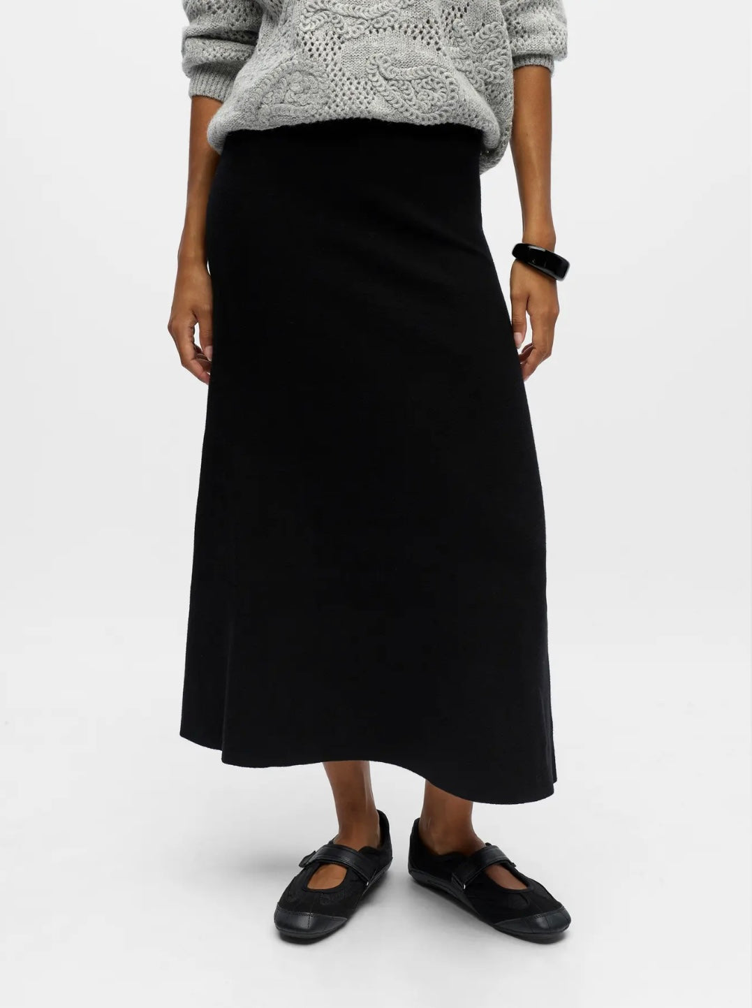 REYNARD - Long Knit Skirt - Black