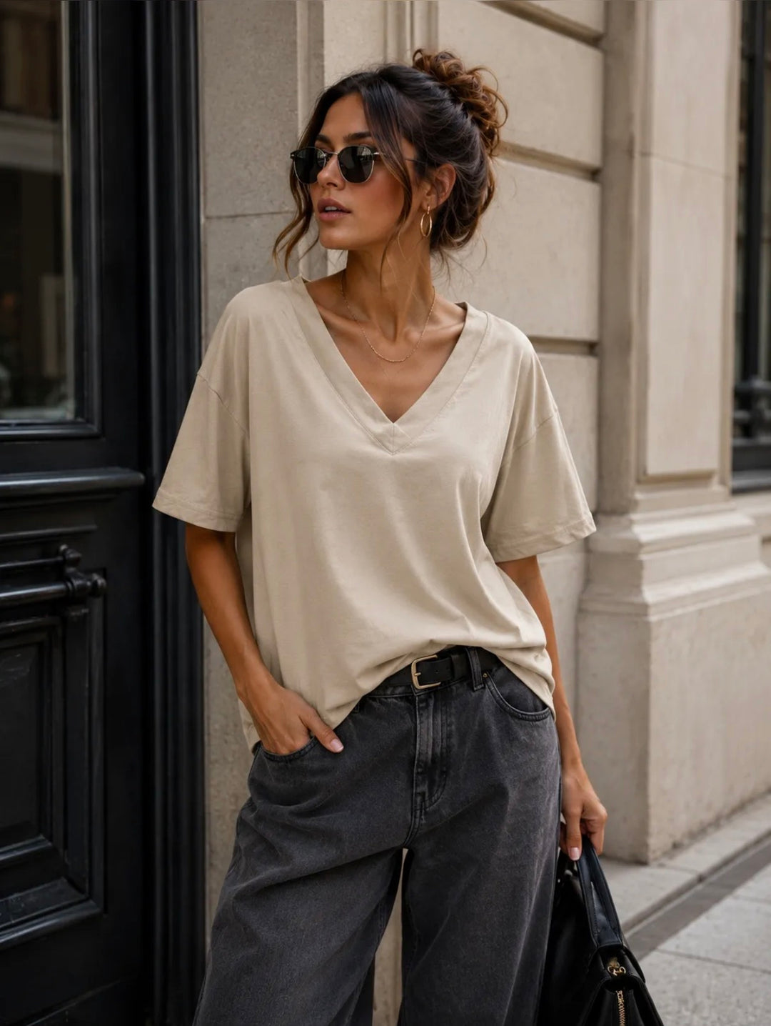 MELISSA - T-Shirt V Neck - Beige