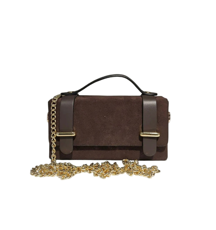 NANO - Liten väska i mocka och läder - Brun