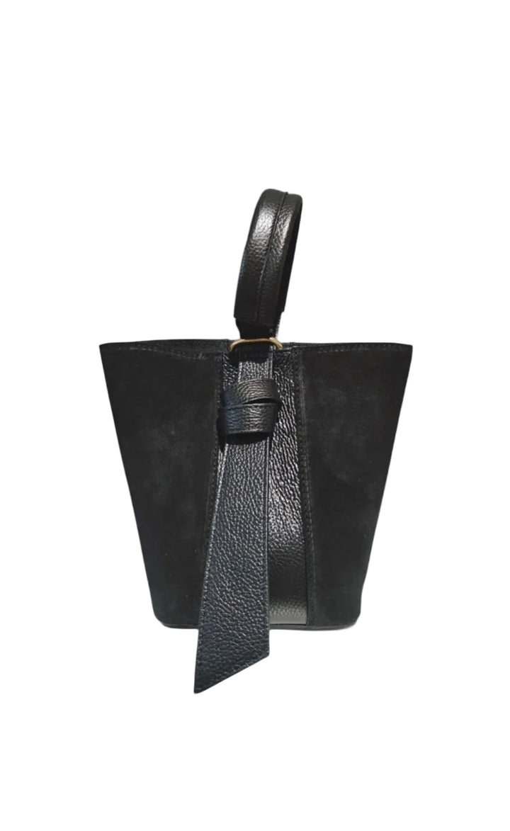 LILLY - Bucket bag i Skinn & Mocka - Black
