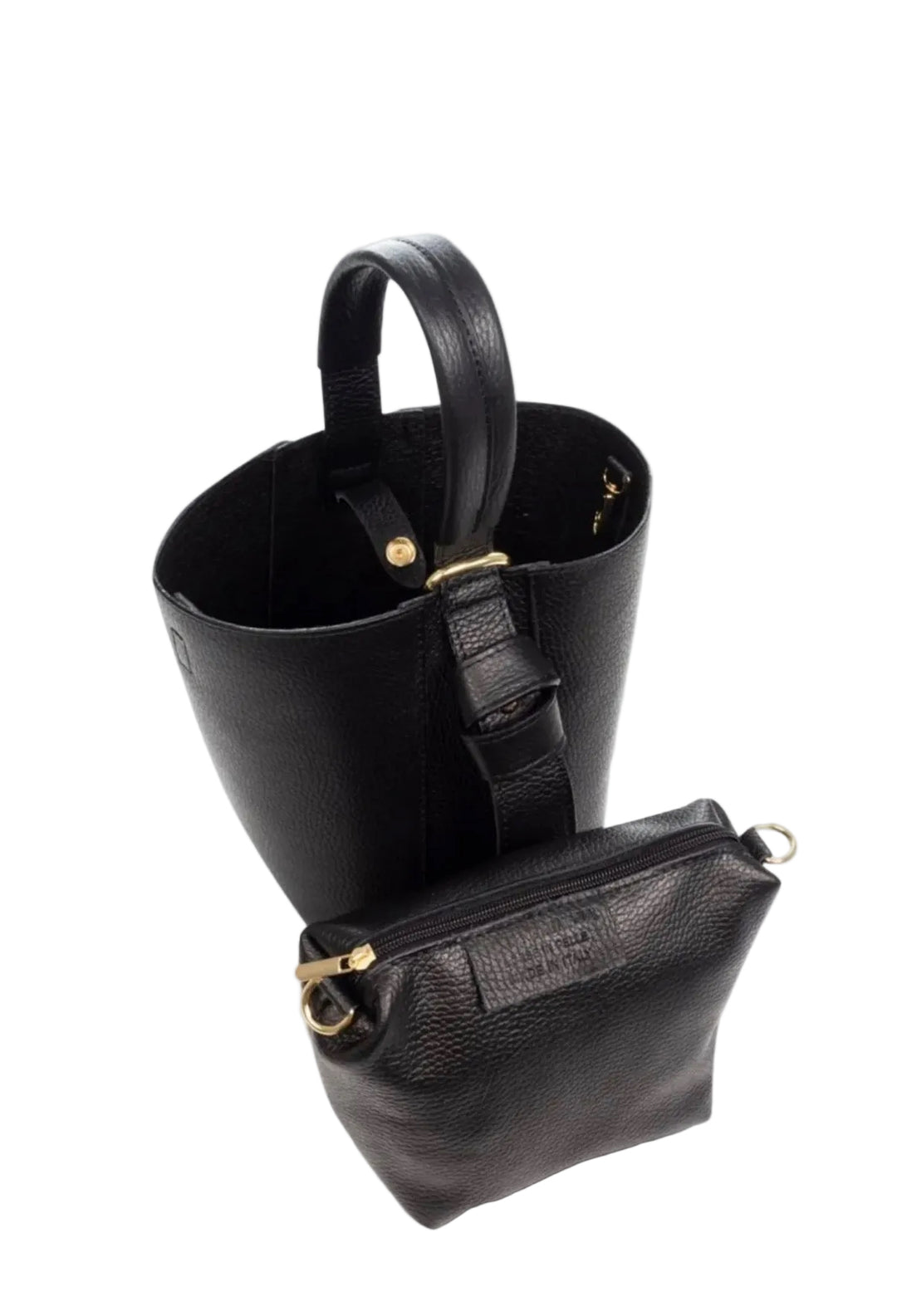 LILLY - Bucket bag i Skinn & Mocka - Black