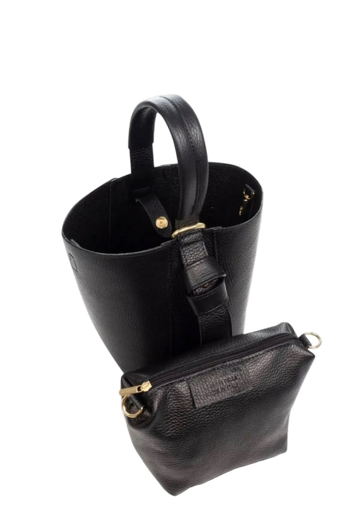 LILLY - Bucket bag i Skinn & Mocka - Black
