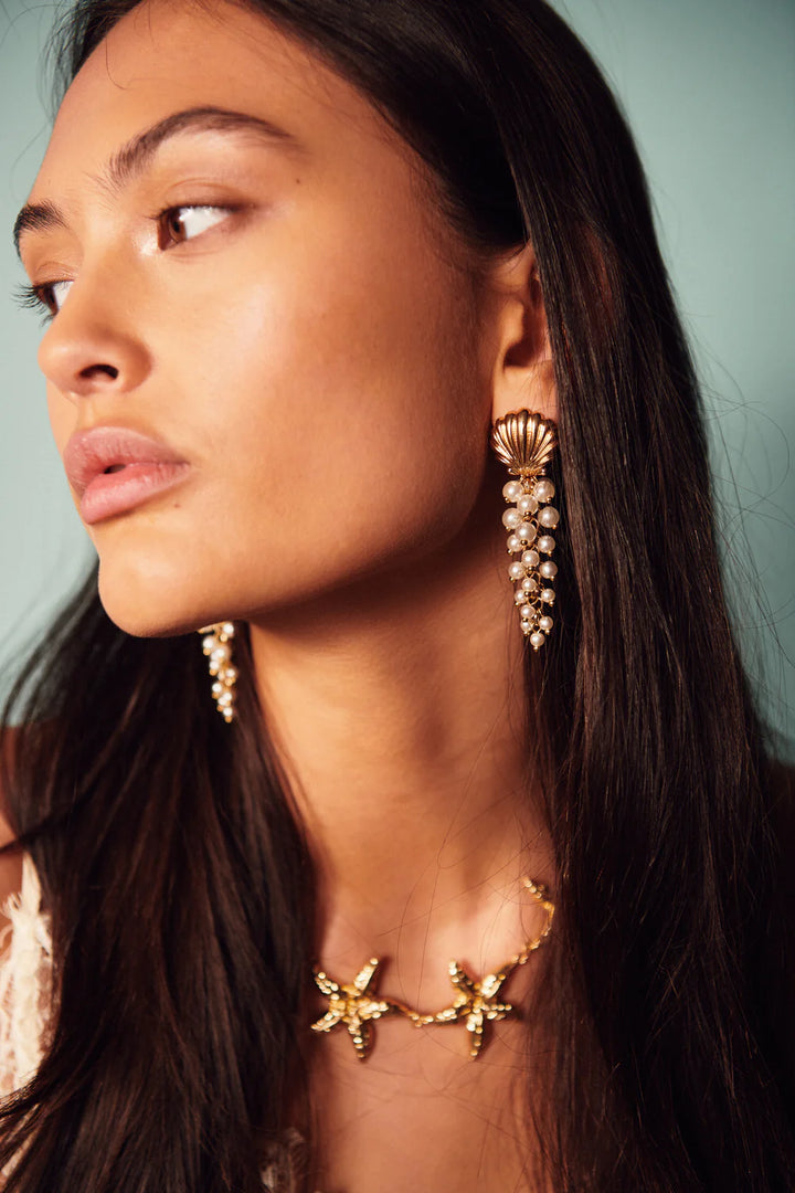 BOW 19 - Shell Multi Pearls earring - Pearl White