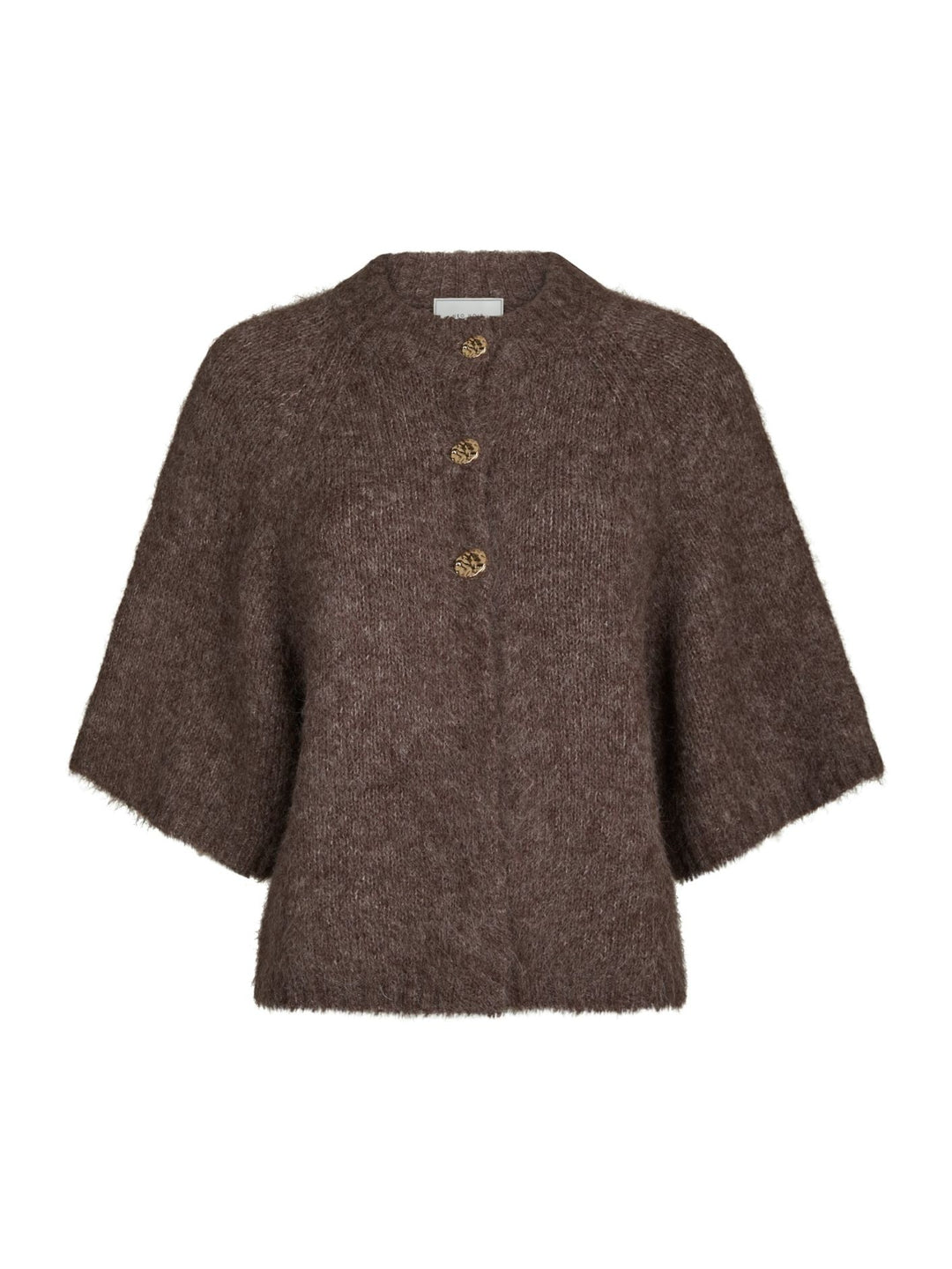 Neo Noir - Benuta Fluffy Knit Cardigan - Light Brown Melange