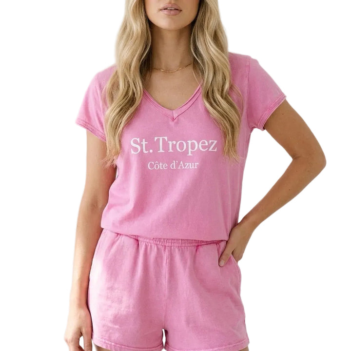 SELECTED BY KABARE - St Tropez - Washed T-shirt - Rasberry