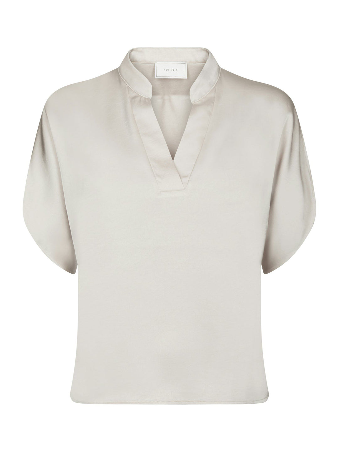 Neo Noir - Anelle Heavy Sateen Blouse - Pearl