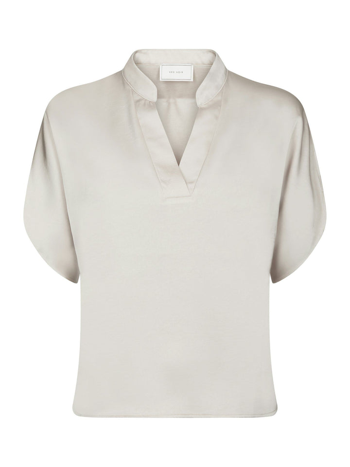 Neo Noir - Anelle Heavy Sateen Blouse - Pearl