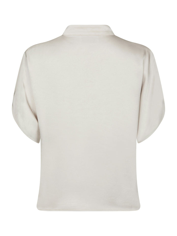 Neo Noir - Anelle Heavy Sateen Blouse - Pearl