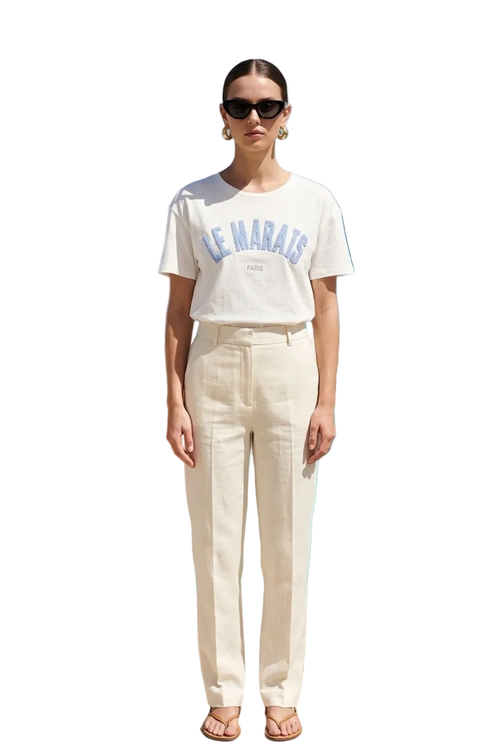 SELECTED BY KABARE - London T-shirt - White/Blue