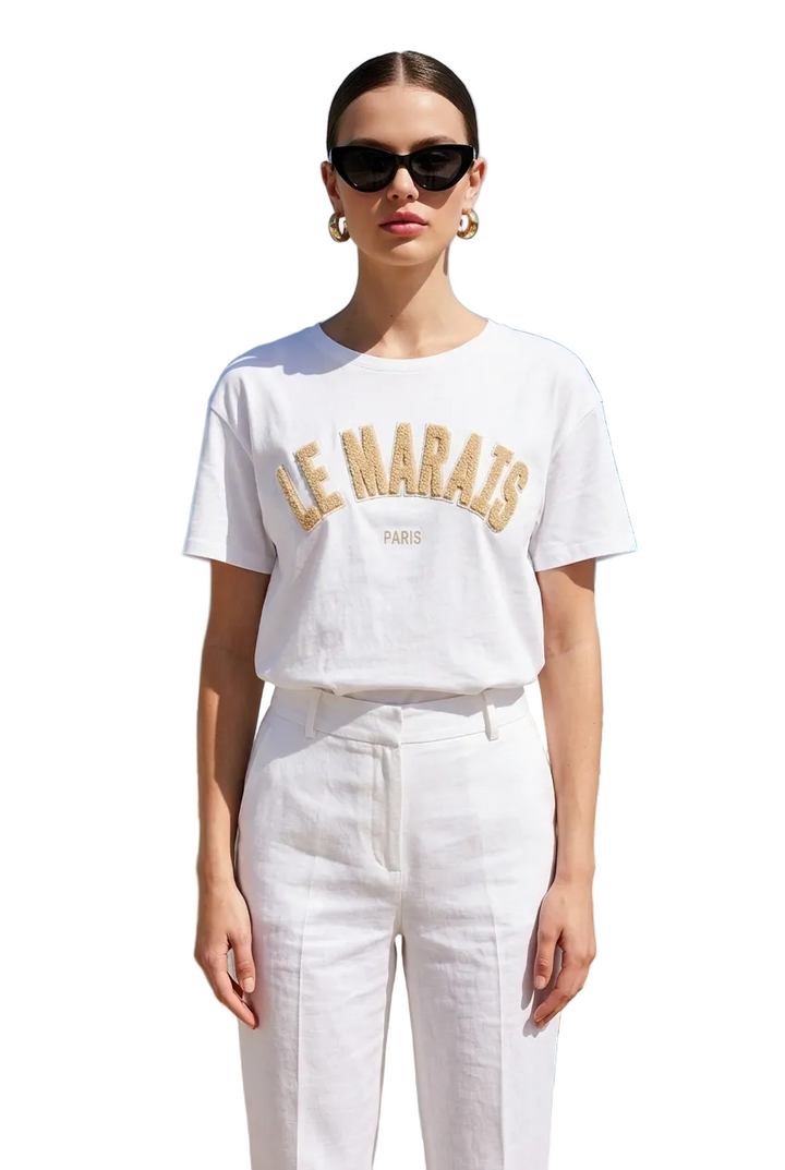SELECTED BY KABARE - London T-shirt - White/Beige