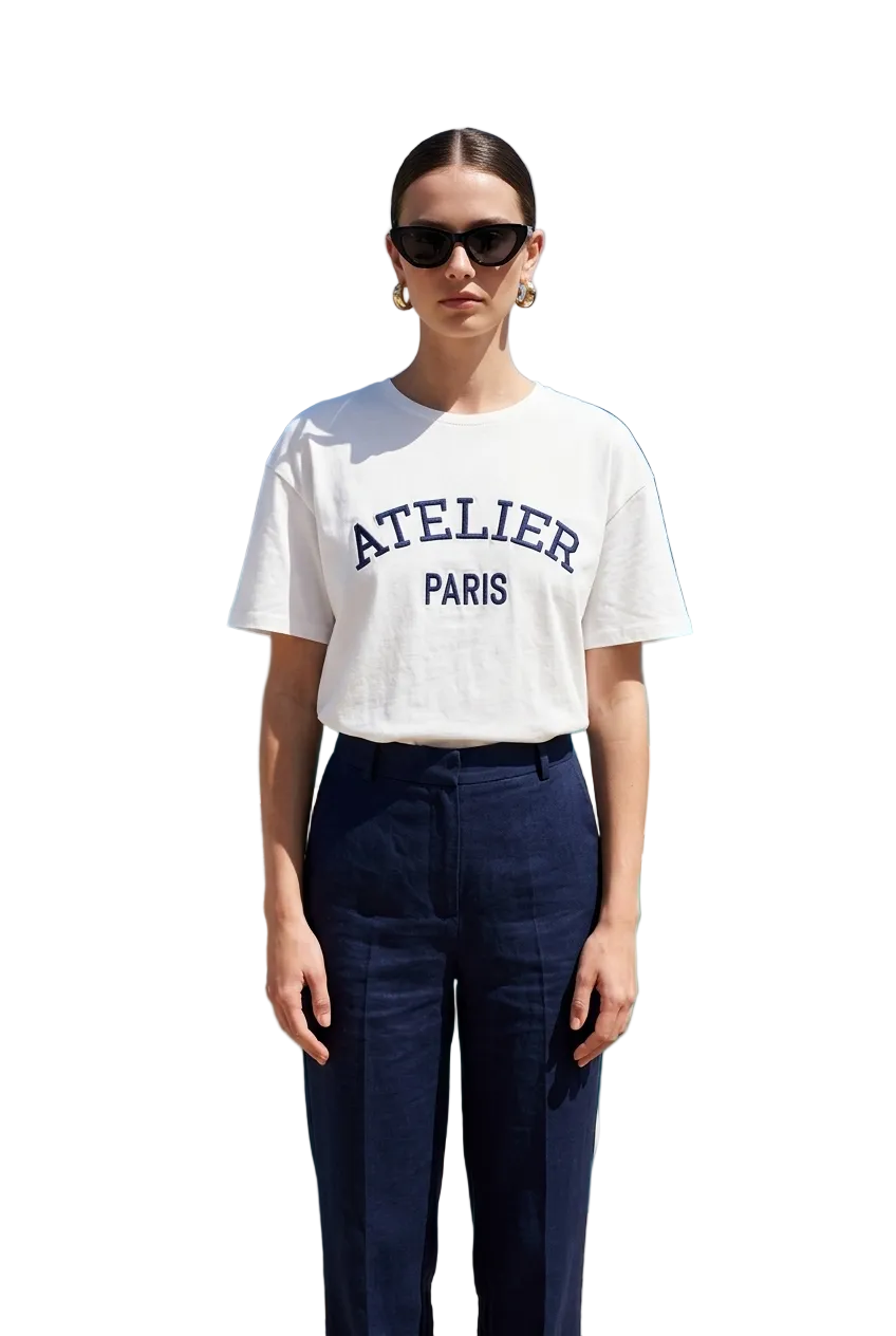 SELECTED BY KABARE - Paris T-shirt - White/Navy