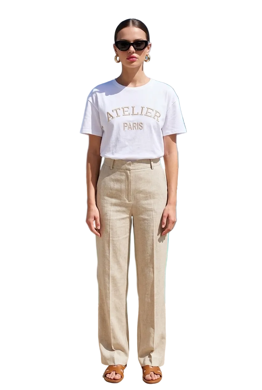 SELECTED BY KABARE - Paris T-shirt - White/Beige
