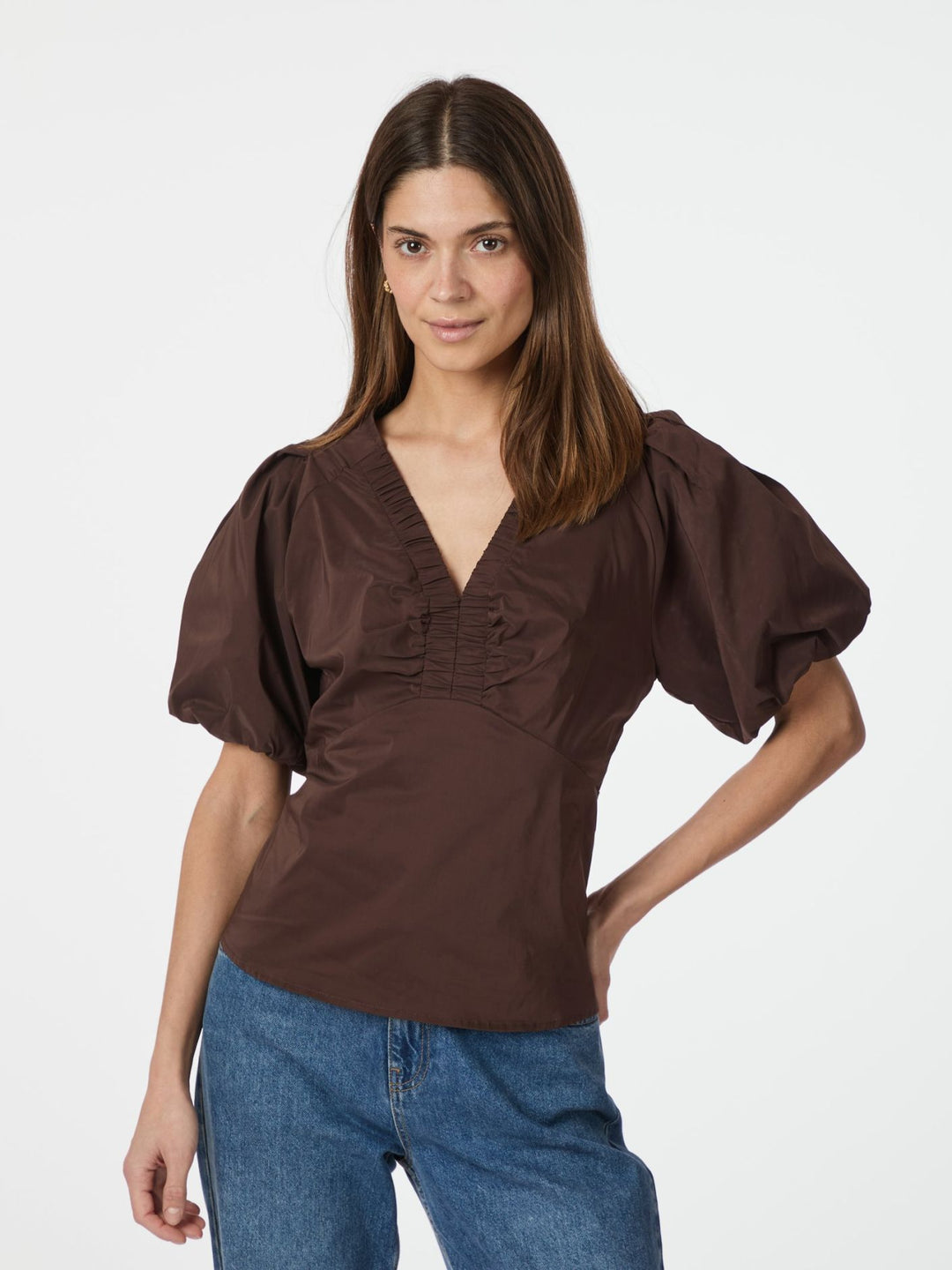 Neo Noir - Irina Poplin Blouse - Brown