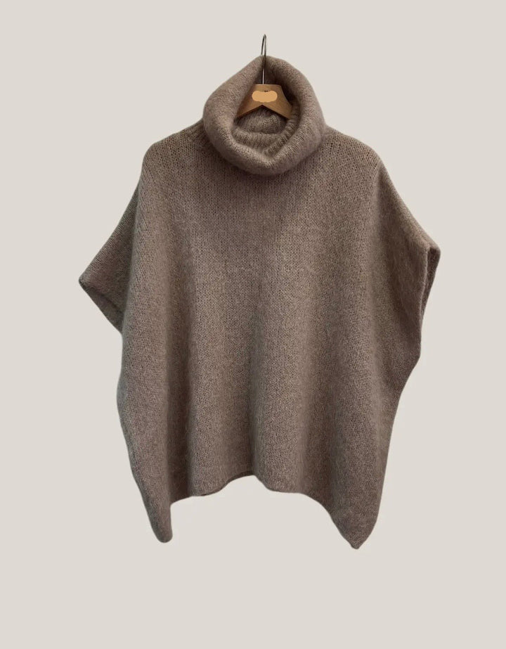 MOLLY - Fluffy Mohair Turtleneck Sweater - Taupe
